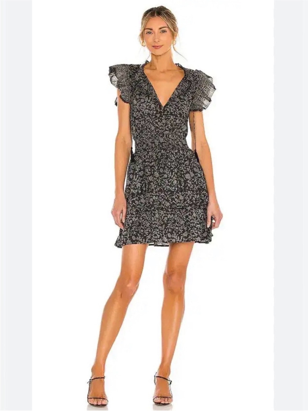 Cleobella Rachelle Printed Ruffle Mini Dress Medium